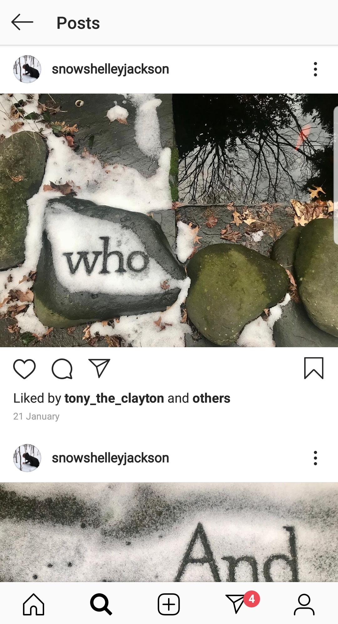 Jackson's 'Snow' on Instagram