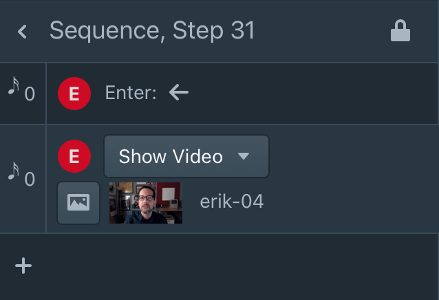 Detail of the Stepworks interface showing Enter and Show Video commands.