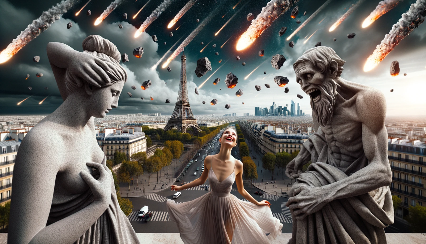 DALL•E 3 image from the Paris series in <em>Fin du Monde</em>, featuring the Eiffel tower.